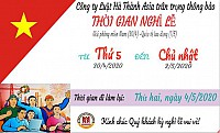 Luật Hà Thành Asia thông báo lịch nghỉ lễ 30/4 - 01/05 năm 2020